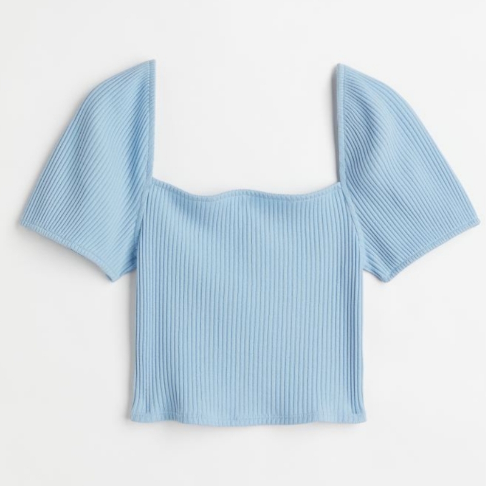H&M squareneck blue top